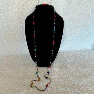 CZECH Vintage Handblown Multicolored Glass Swirled Beads Write Chain Wrapped